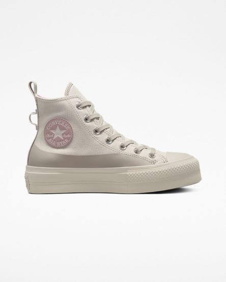 Women's Converse Chuck Taylor All Star Lift Water-Repellent Canvas High Top Platform Shoes Beige / Grey | AU 094C6D